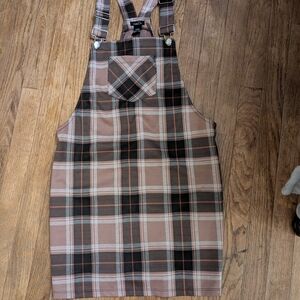Plaid Overall Dress